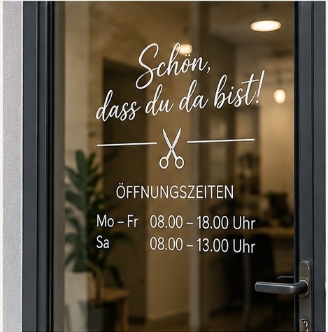 Firmenbeschriftung auf Glastür