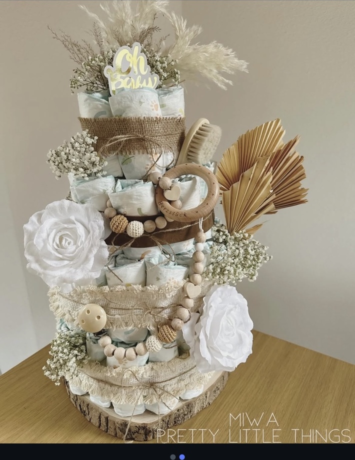Windeltorte im Boho-Stil
